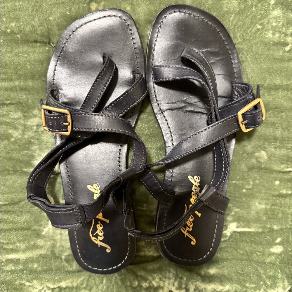 Free People Black Strappy Sandals